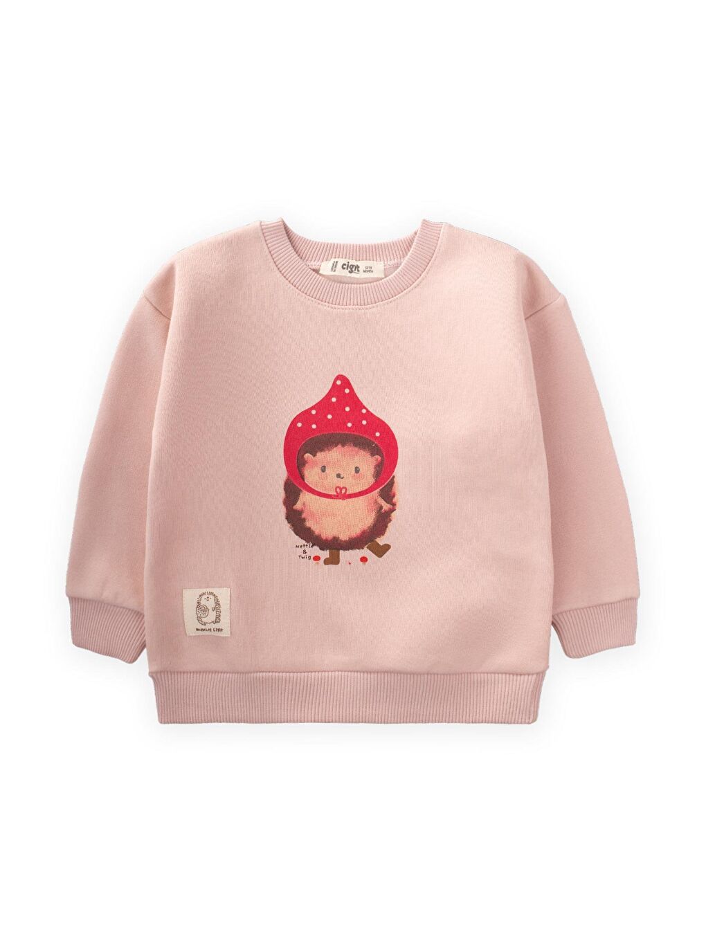 CİGİT Kirpi Baskılı Sweatshirt 1-7 Yaş Pudra Pembe