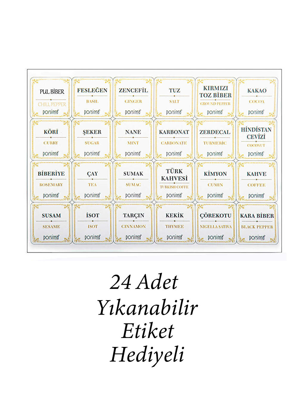 Porsima Şeffaf Org-430 12li Etiketli Kare Baharatlık Bakliyat Erzak Saklama Kabı Seti Siyah 600 ml - 3