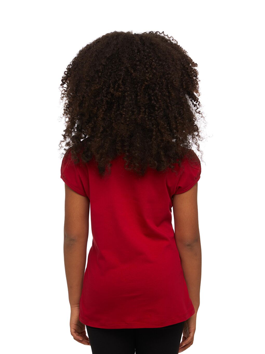 Kırmızı Kız Çocuk Kısa Kollu Basıc Tişört-2