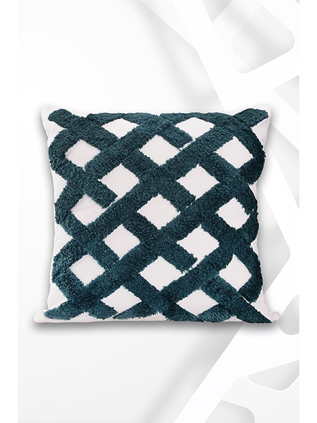 Yeşil Punch Tasarımlı Bohem Desenli Dekoratif Kırlent Kılıfı 45x45 Cm Etnik Otantik Panç-1