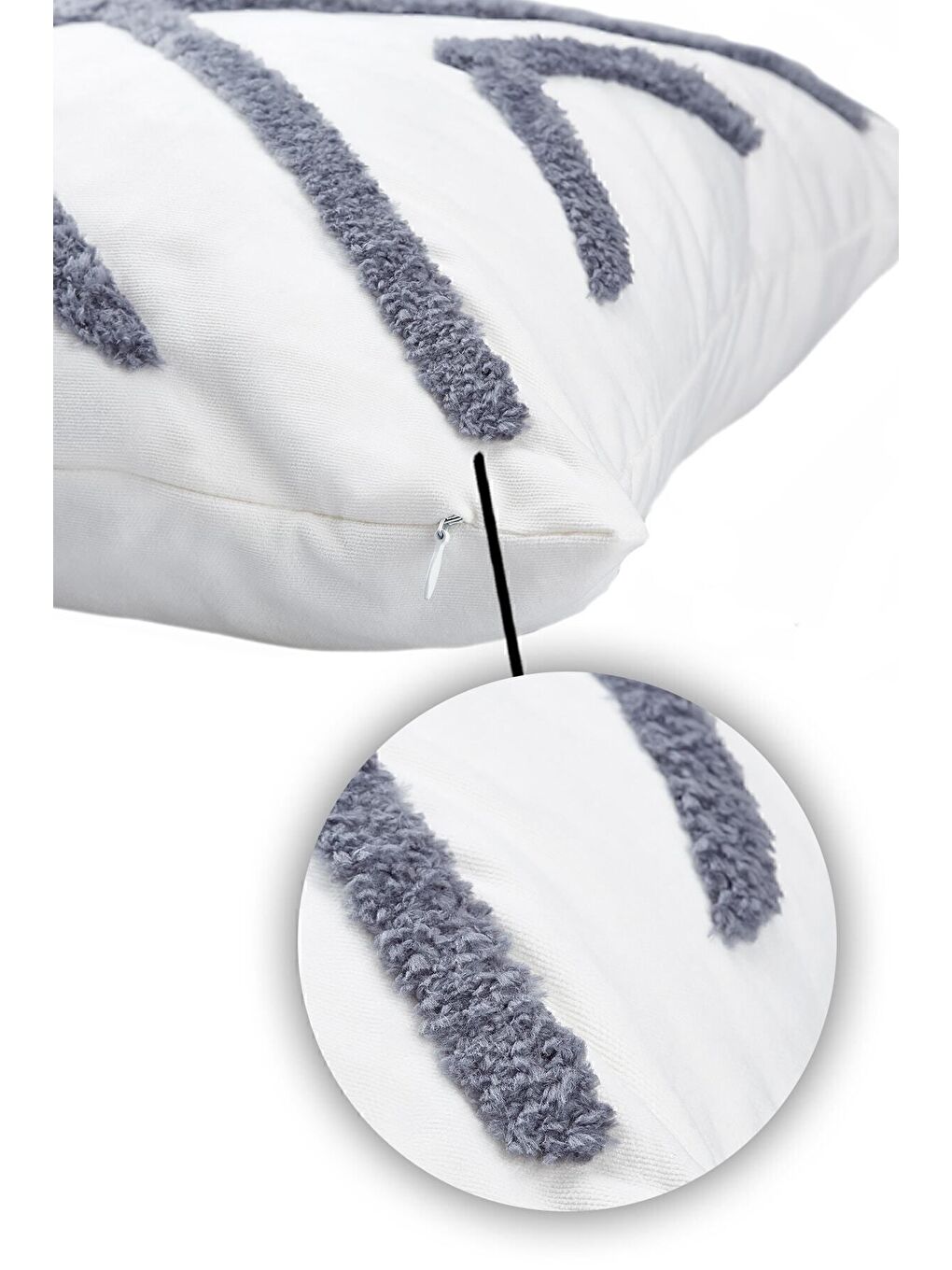 Gri Punch Tasarımlı Bohem Desenli Dekoratif Kırlent Kılıfı 45x45 Cm Etnik Otantik Panç-2