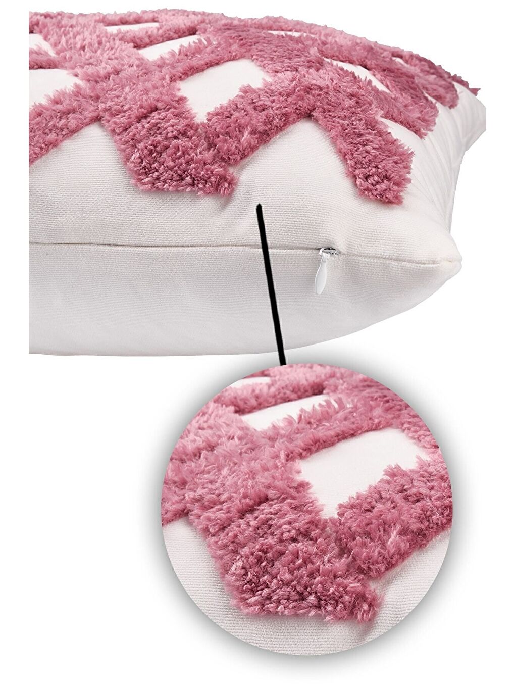 Pembe Punch Tasarımlı Bohem Desenli Dekoratif Kırlent Kılıfı 45x45 Cm Etnik Otantik Panç-2