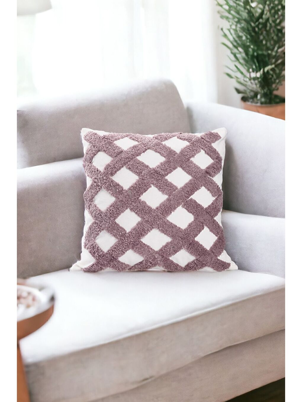 Kahverengi Punch Tasarımlı Bohem Desenli Dekoratif Kırlent Kılıfı 45x45 Cm Etnik Otantik Panç