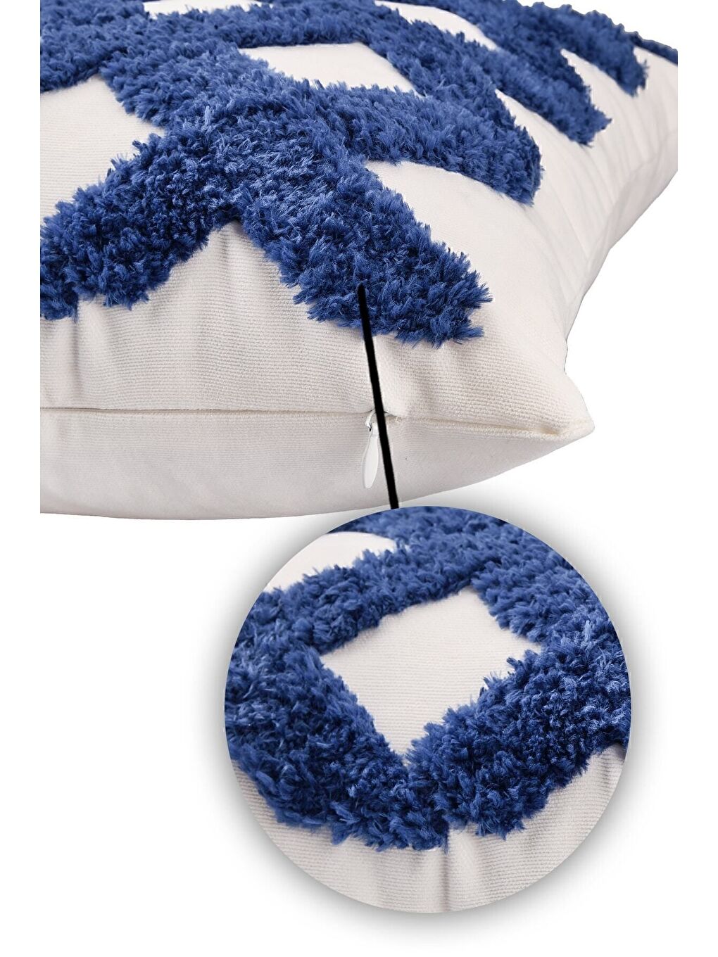 Lacivert Punch Tasarımlı Bohem Desenli Dekoratif Kırlent Kılıfı 45x45 Cm Etnik Otantik Panç-2