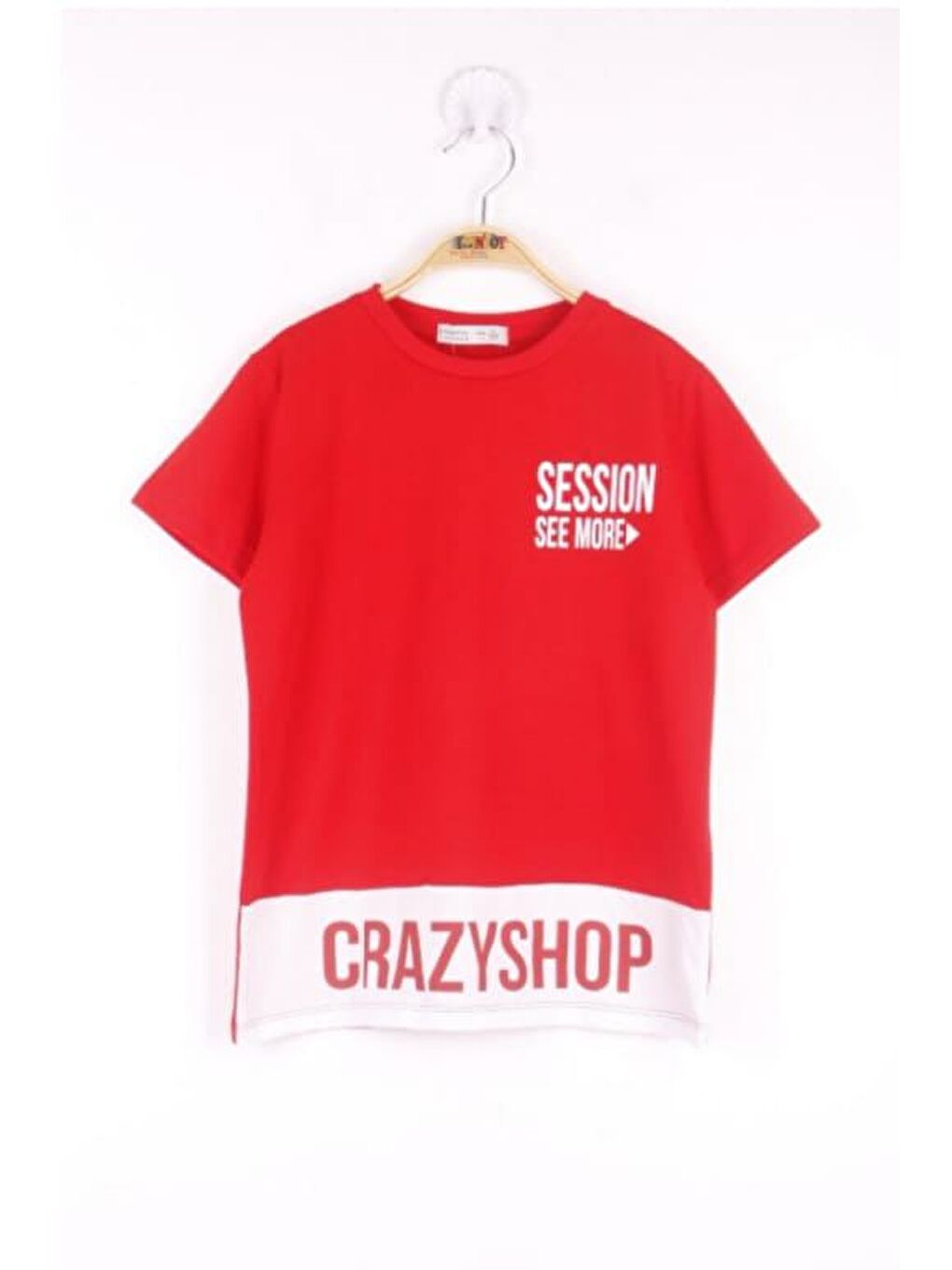 Kırmızı Erkek Çocuk Göğsü Yazı Baskılı