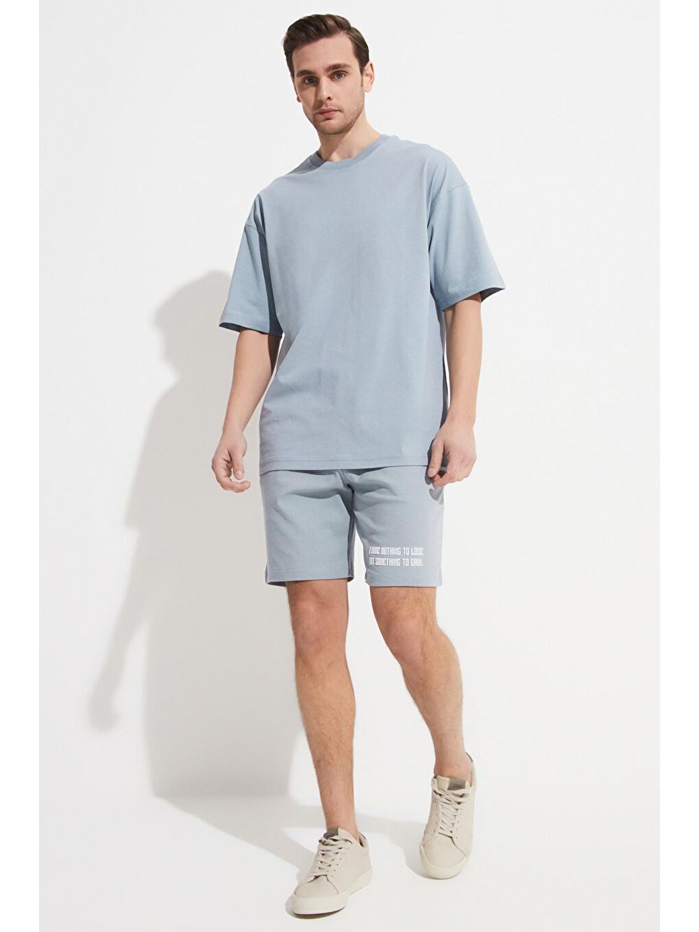 Mavi Baskılı Erkek Şort