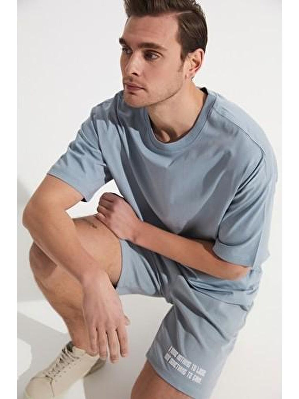 Mavi Baskılı Erkek Şort-1