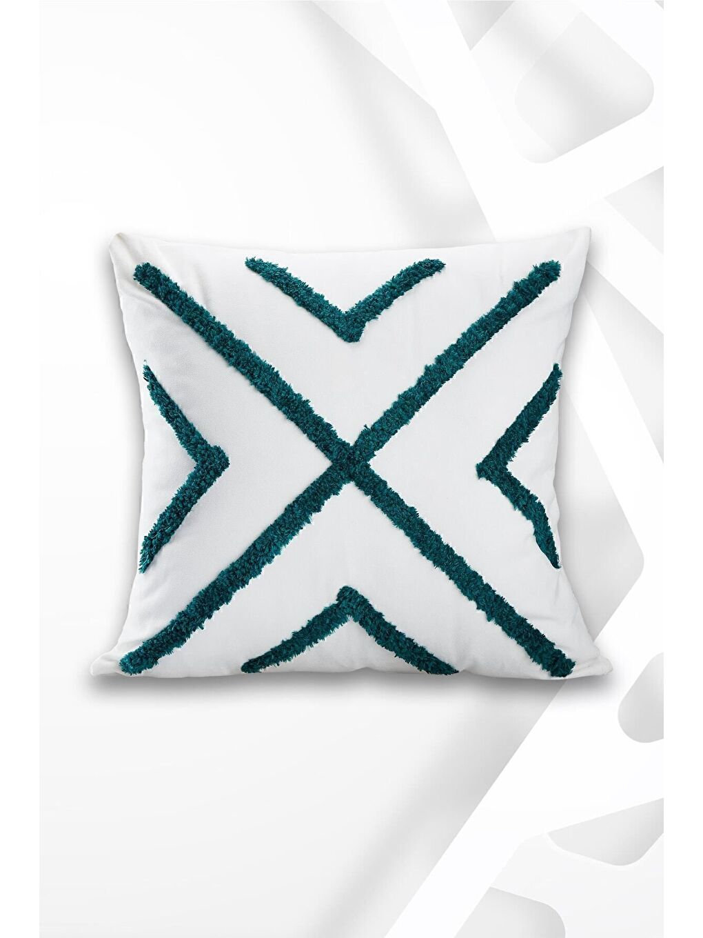 Yeşil Punch Tasarımlı Bohem Desenli Dekoratif Kırlent Kılıfı 45x45 Cm Etnik Otantik Panç-1