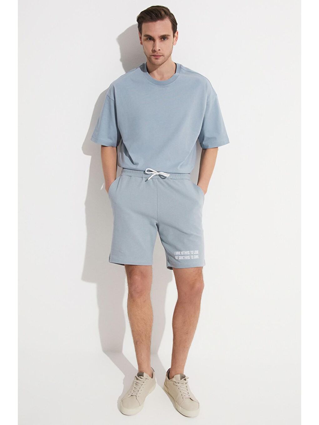 Mavi Baskılı Erkek Şort-3