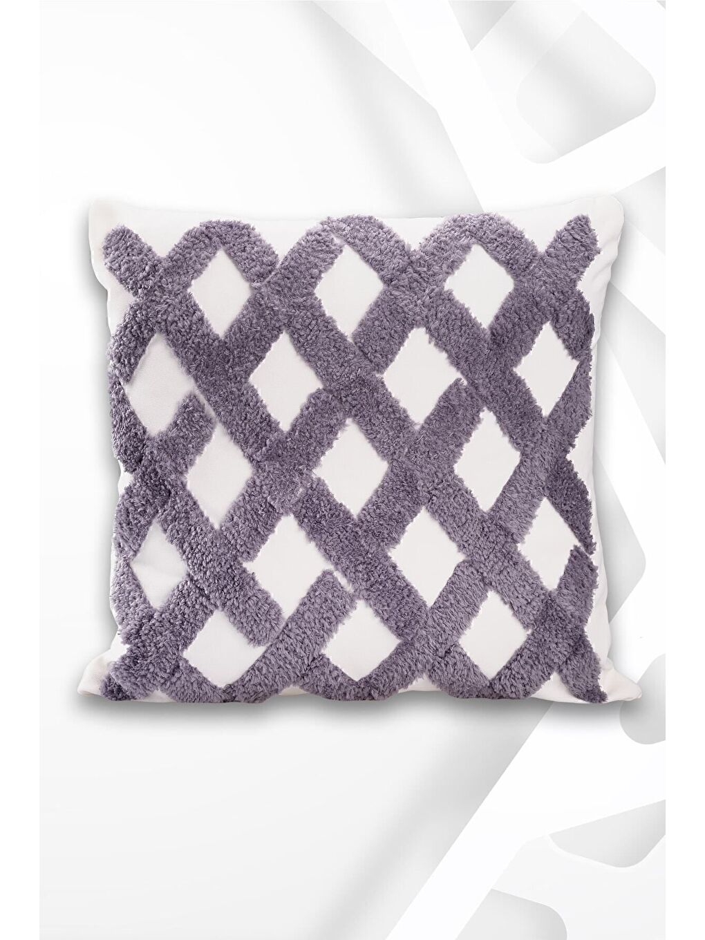 Gri Punch Tasarımlı Bohem Desenli Dekoratif Kırlent Kılıfı 45x45 Cm Etnik Otantik Panç-1