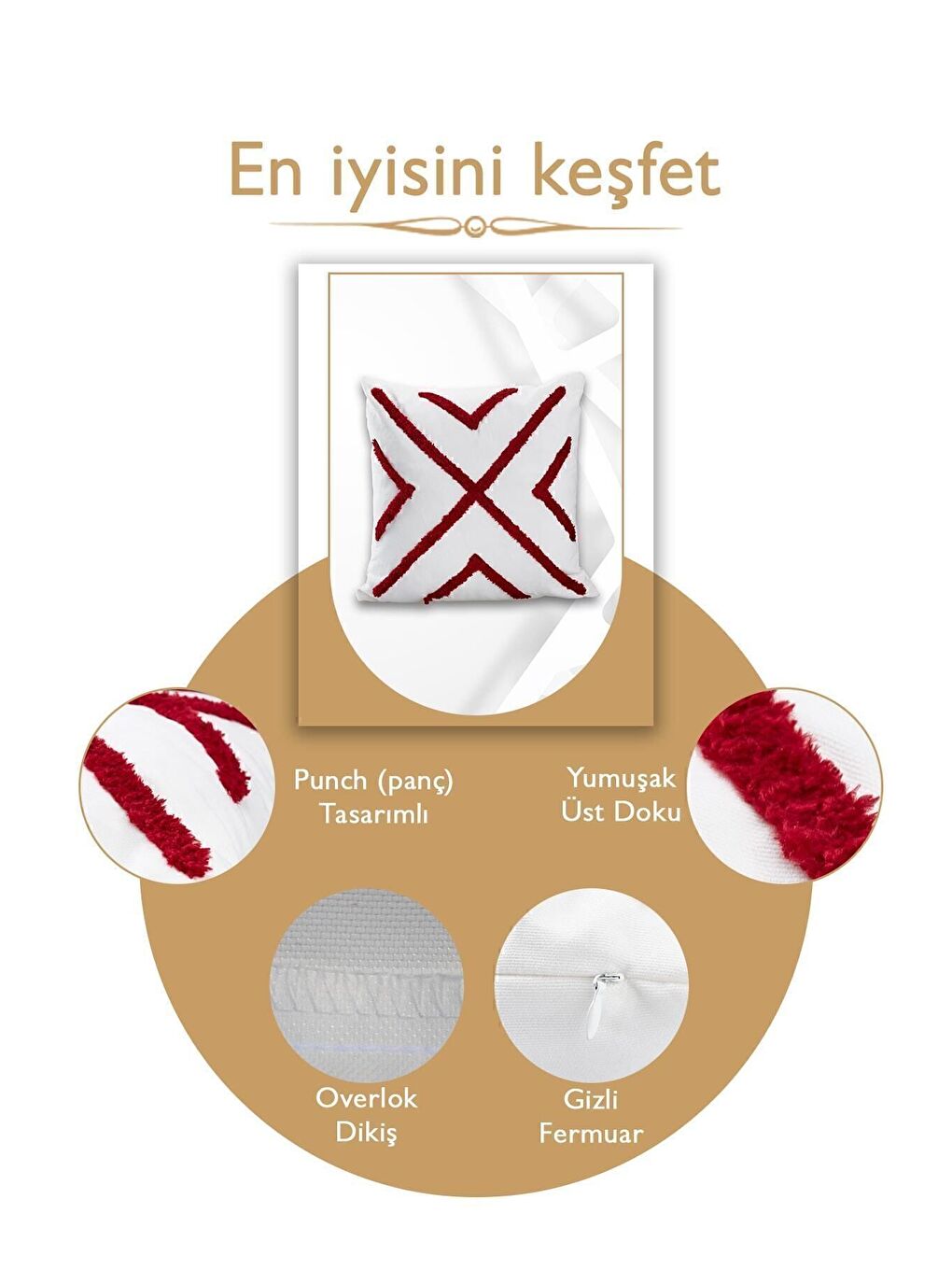 Bordo Punch Tasarımlı Bohem Desenli Dekoratif Kırlent Kılıfı 45x45 Cm Etnik Otantik Panç-3