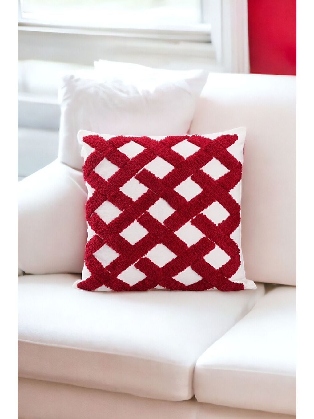 ASDIVA Punch Tasarımlı Bohem Desenli Dekoratif Kırlent Kılıfı 45x45 Cm Etnik Otantik Panç