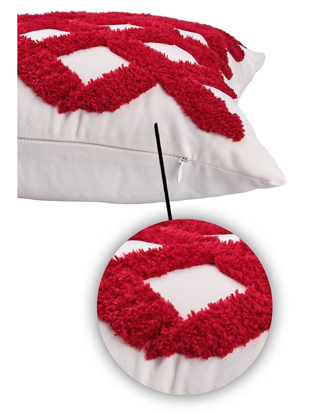 Bordo Punch Tasarımlı Bohem Desenli Dekoratif Kırlent Kılıfı 45x45 Cm Etnik Otantik Panç-2