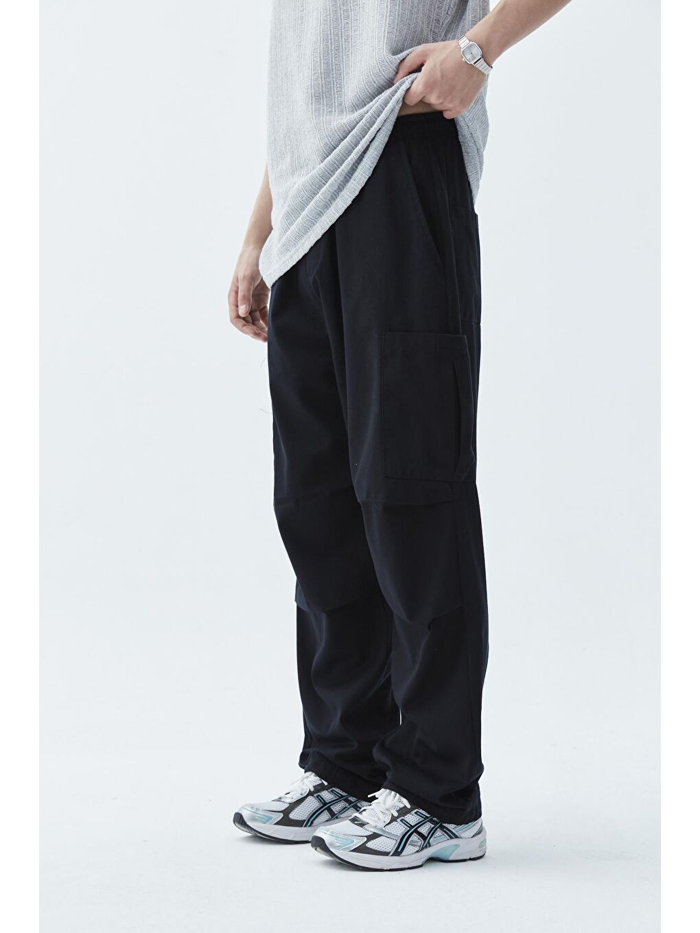 Siyah Kargo Baggy Erkek Pantolon-1