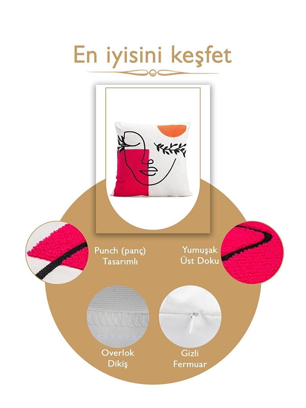 ASDIVA Beyaz Bohem 45x45 Özel Tasarım Punch Panç Süzene Desen Dekoratif Kırlent Kılıfı modern - 2