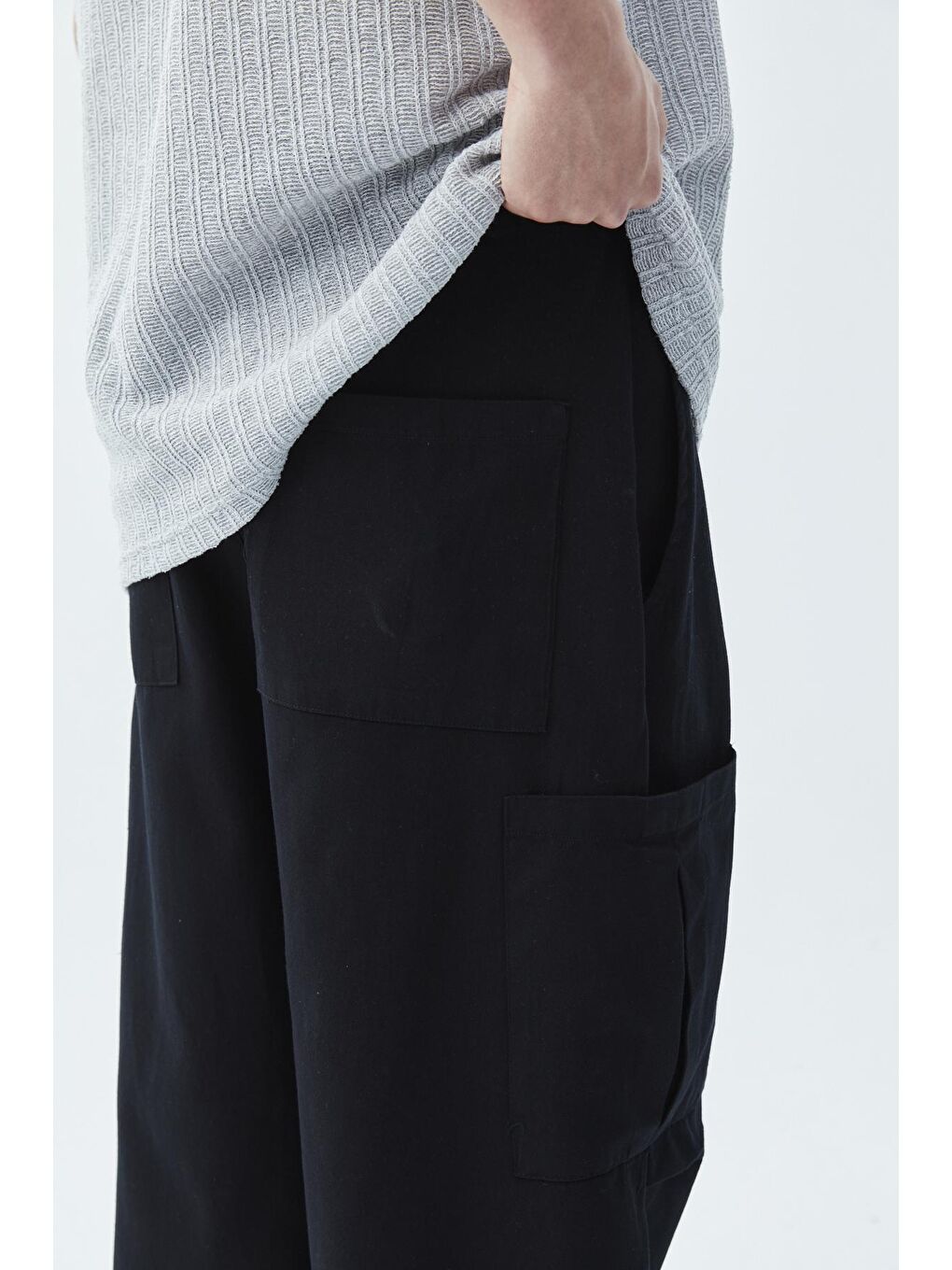 Siyah Kargo Baggy Erkek Pantolon-4