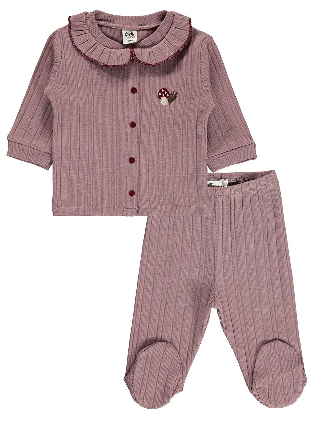 Pembe Baby Kız Bebek Pijama Takımı 1-9 Ay Soft Gül Kurusu