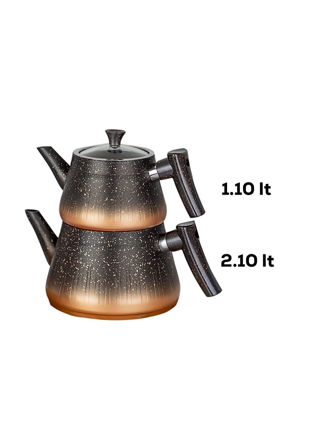 Redline Bakalit Kulp Granit Çaydanlık Takımı Siyah - Granit Çaydanlık Takımı-2