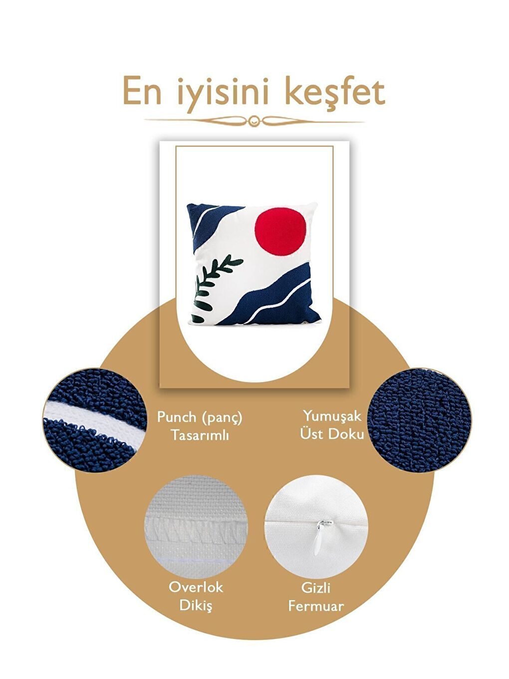 Beyaz Bohem 45x45 Özel Tasarım Punch Panç Süzene Desen Dekoratif Kırlent Kılıfı modern-2