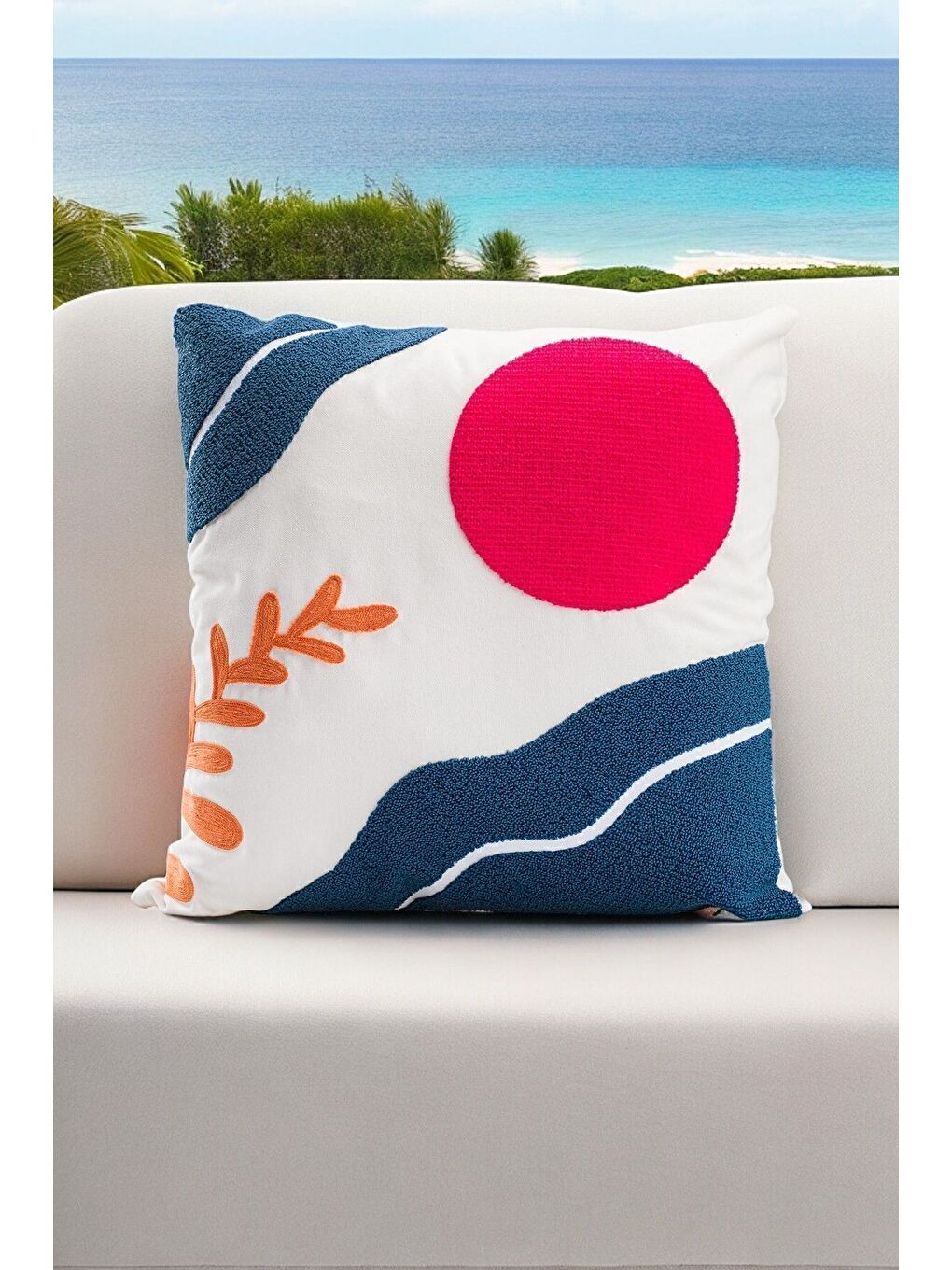 Lacivert Bohem 45x45 Özel Tasarım Punch Panç Süzene Desen Dekoratif Kırlent Kılıfı modern-3