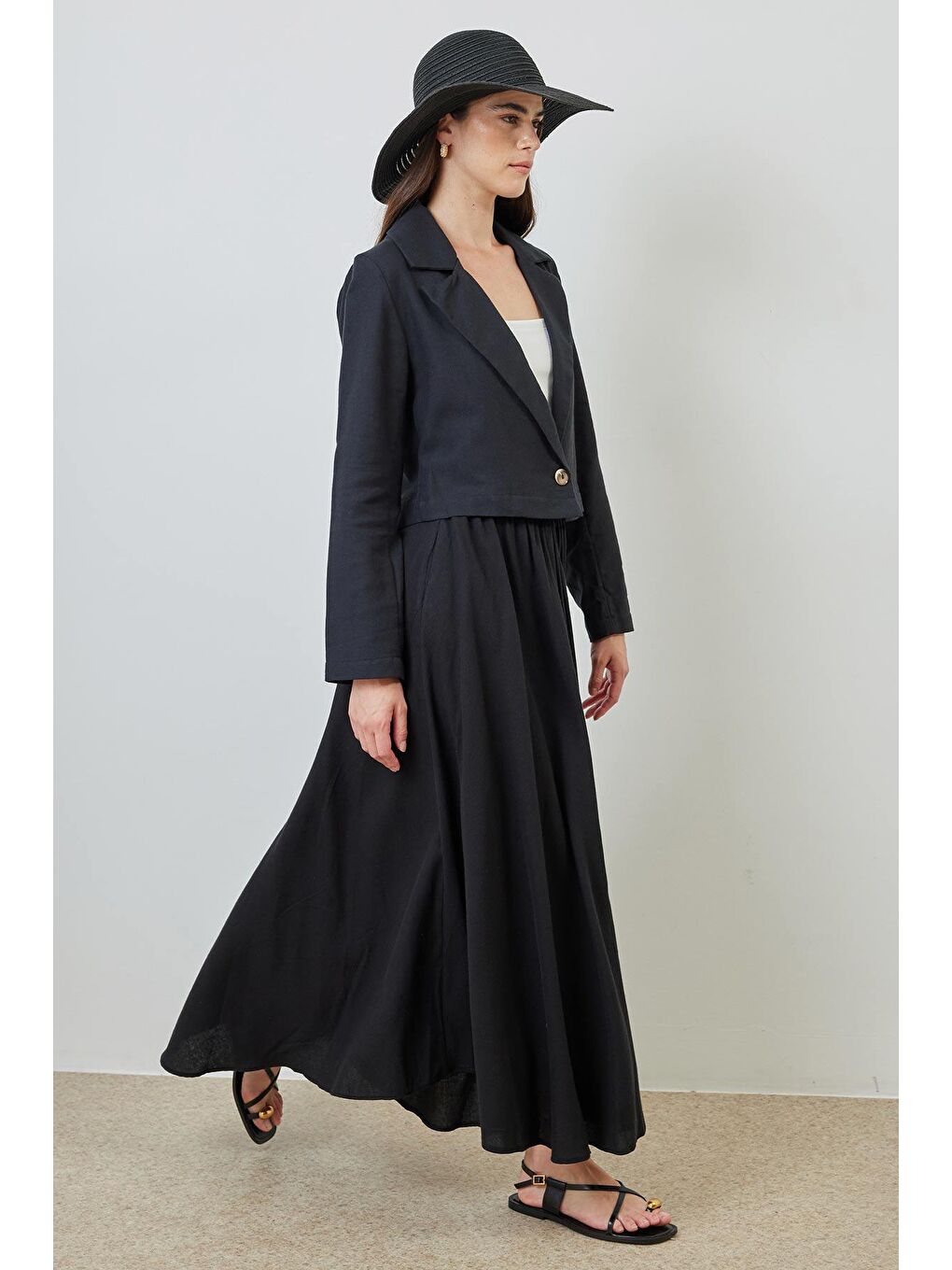 Keten Ceket Siyah Etek Takım-2