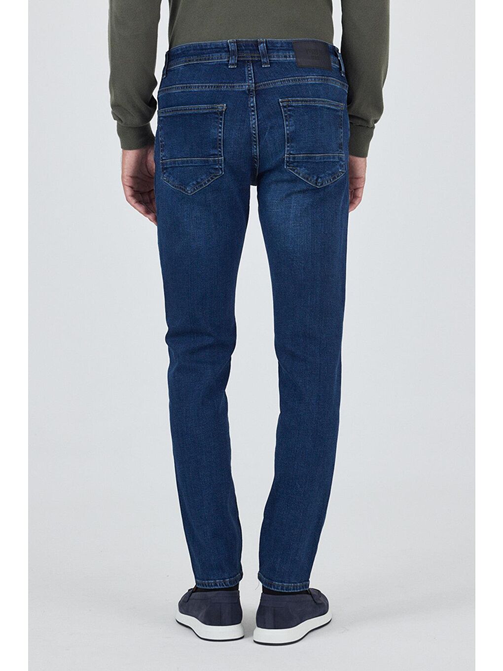 Lacivert Gabardin 5 Cep Düz Paça Casual Slim Fit Pamuklu Denim Pantolon 1023250150-4