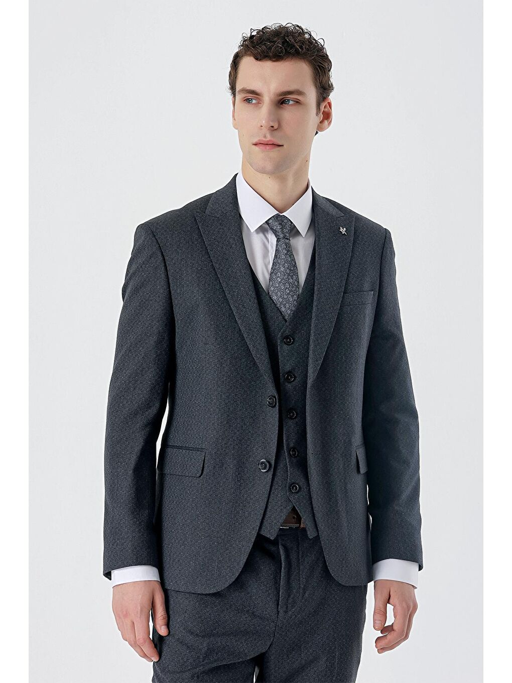 İMZA Lacivert Kırlangıç Yaka Yelekli 6 Drop Slim Fit Dar Kesim Klasik Takım Elbise 1001235168
