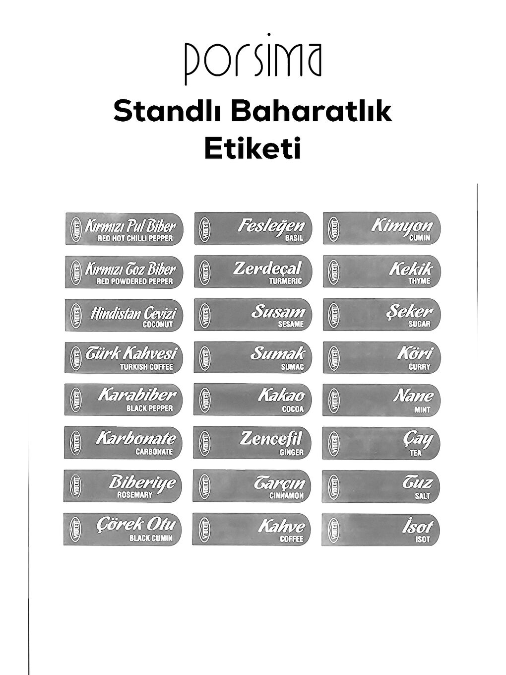 Porsima Antrasit 6 lı Standlı Kendinden Yapışkanlı Kapaklı Kaşıklı Baharatlık Takımı -Baharatlık - 5