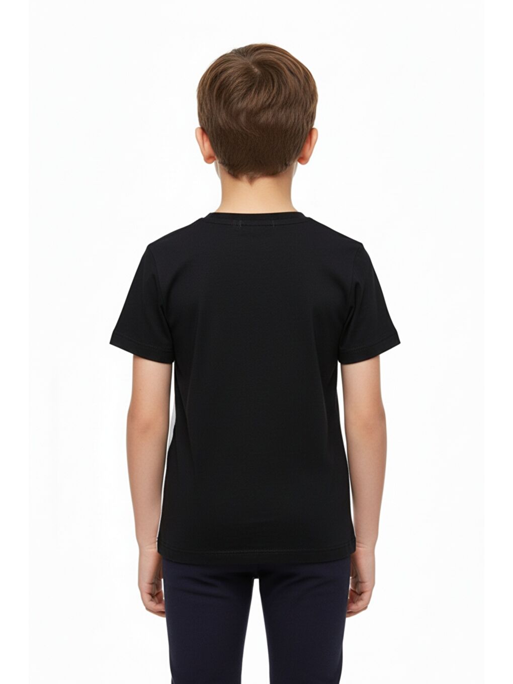 Siyah Erkek Çocuk Garnili Cepli Tişört-3