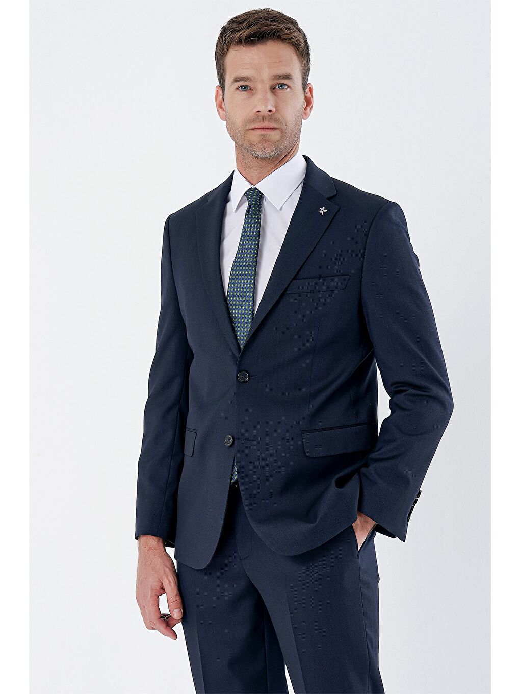 İMZA Lacivert Gabardin Mono Yaka Elastanlı 6 Drop Comfort Fit Rahat Kesim Klasik Takım Elbise 1001235152