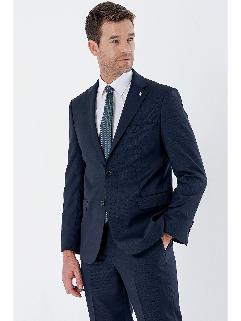 İMZA Lacivert Gabardin Mono Yaka Elastanlı 6 Drop Comfort Fit Rahat Kesim Klasik Takım Elbise 1001235152 - 1