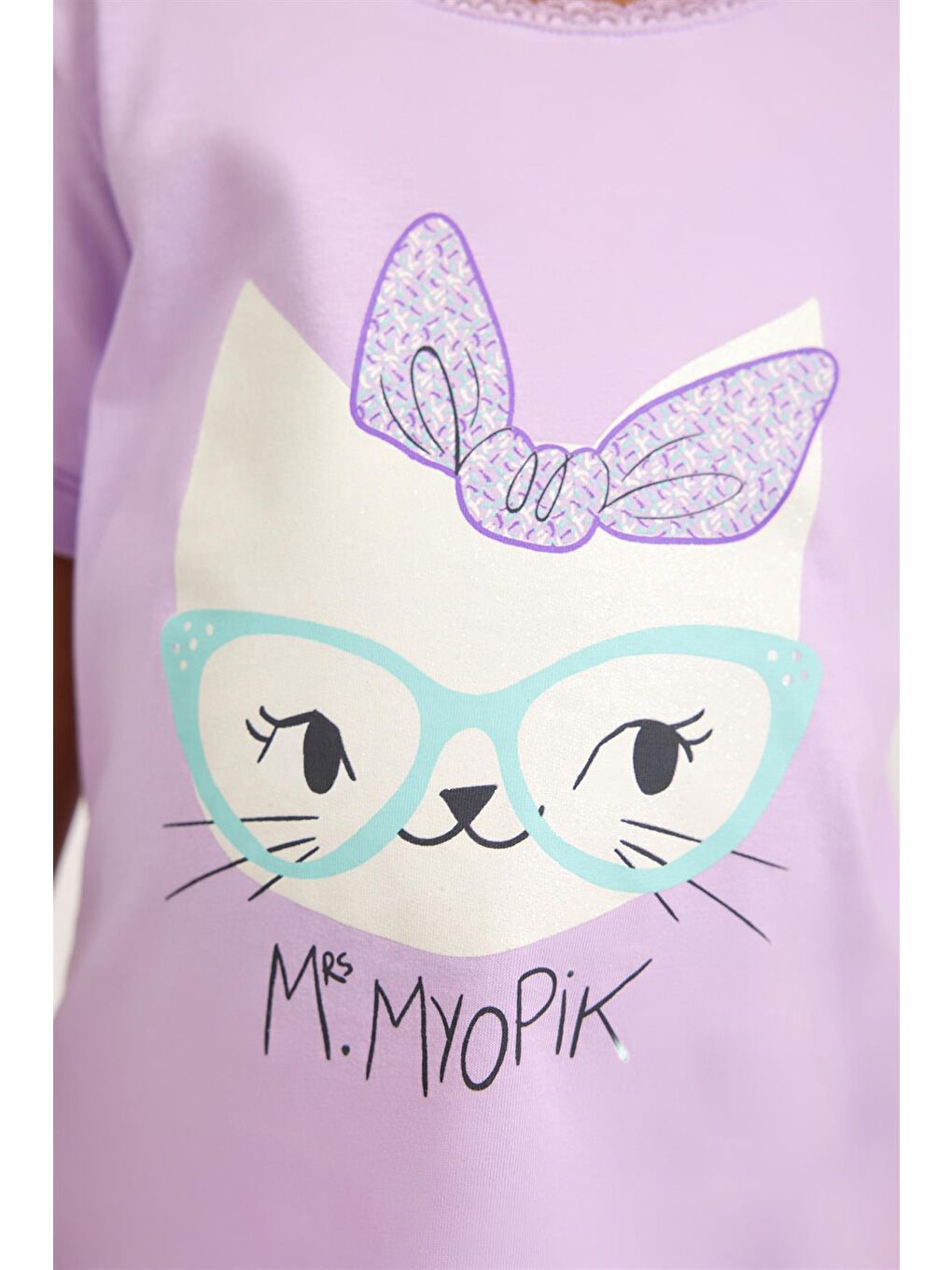 Katia And Bony Lila Lavender Kedi Baskı Kız Çocuk T-Shirt LILAC - 3