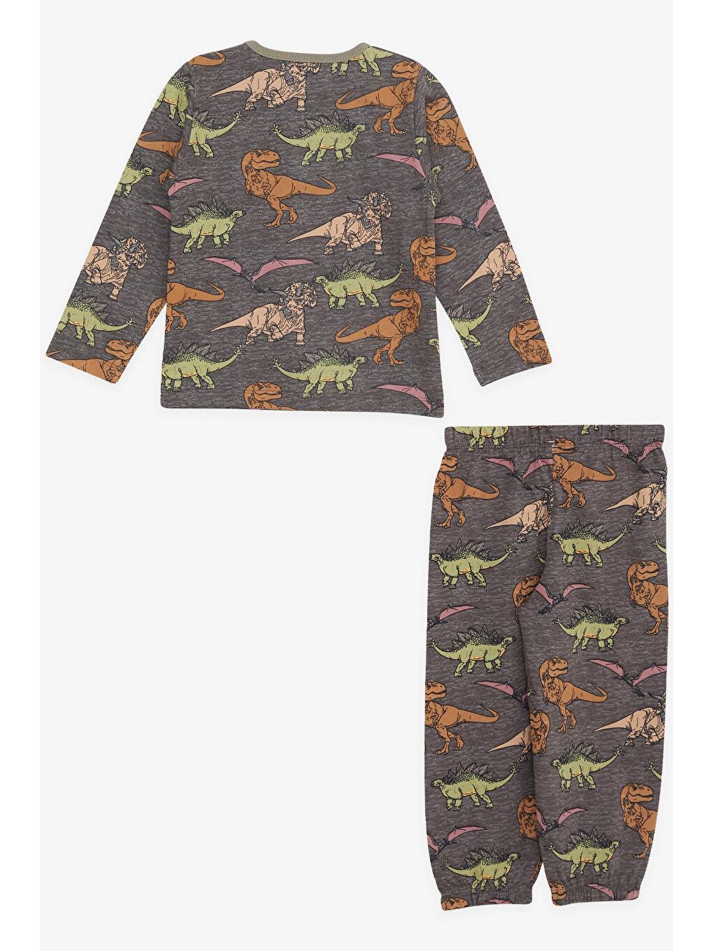 Erkek Bebek Pijama Takımı Dinozor Desenli Antrasit (9 Ay-1.5 Yaş)-4