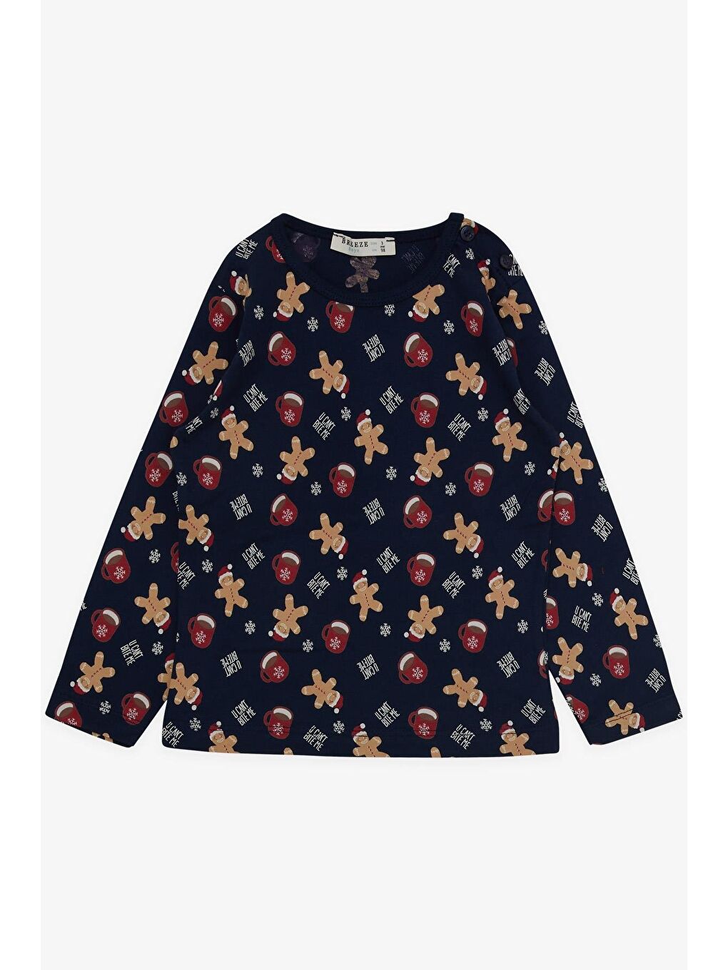 Erkek Bebek Pijama Takımı Kurabiye Desenli Lacivert (9 Ay-1 Yaş)-1