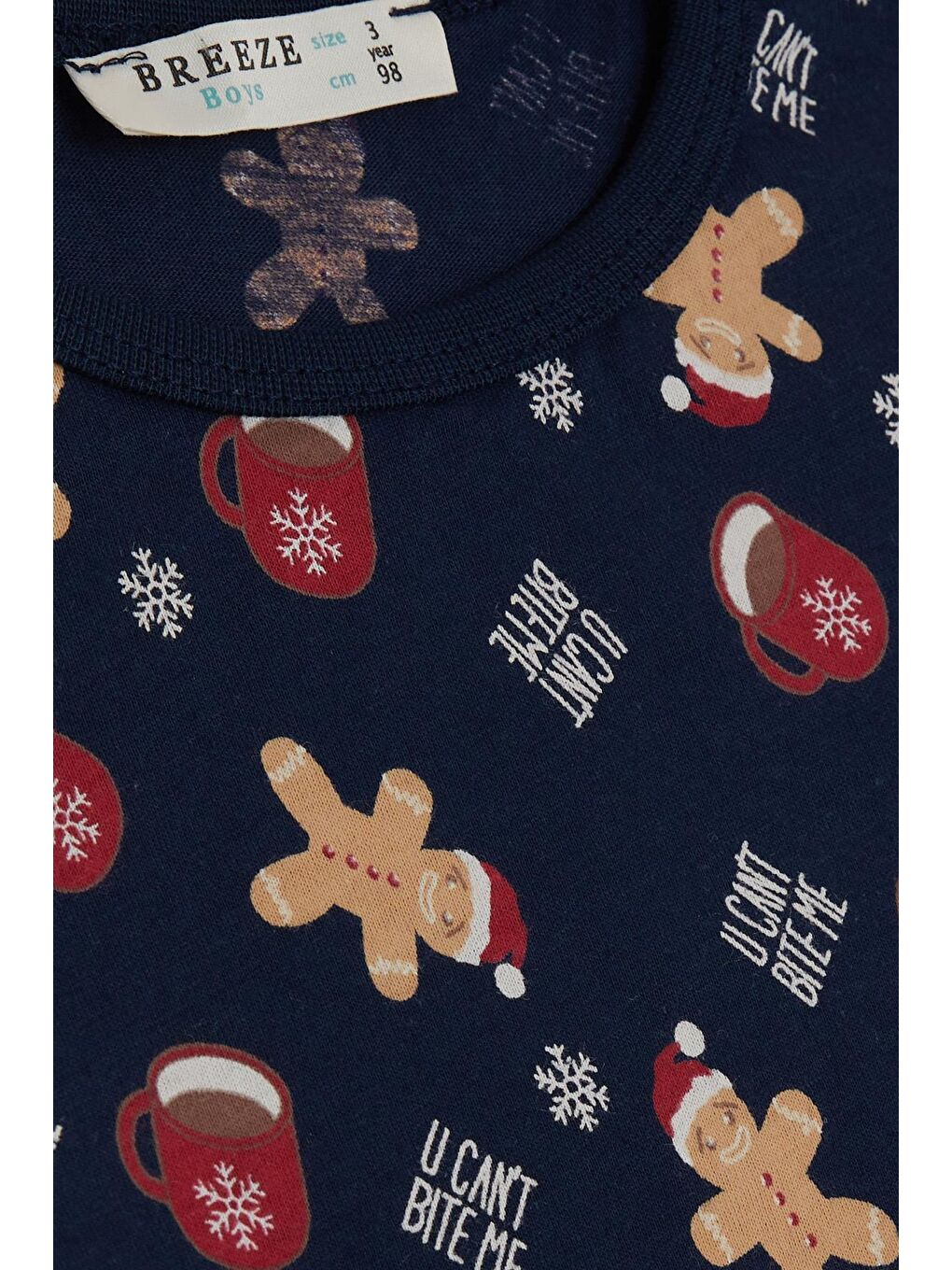 Erkek Bebek Pijama Takımı Kurabiye Desenli Lacivert (9 Ay-1 Yaş)-4