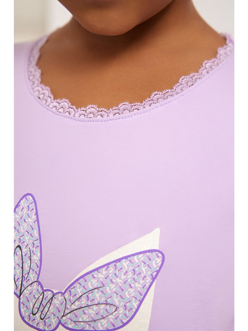 Katia And Bony Lila Lavender Kedi Baskı Kız Çocuk T-Shirt LILAC - 4