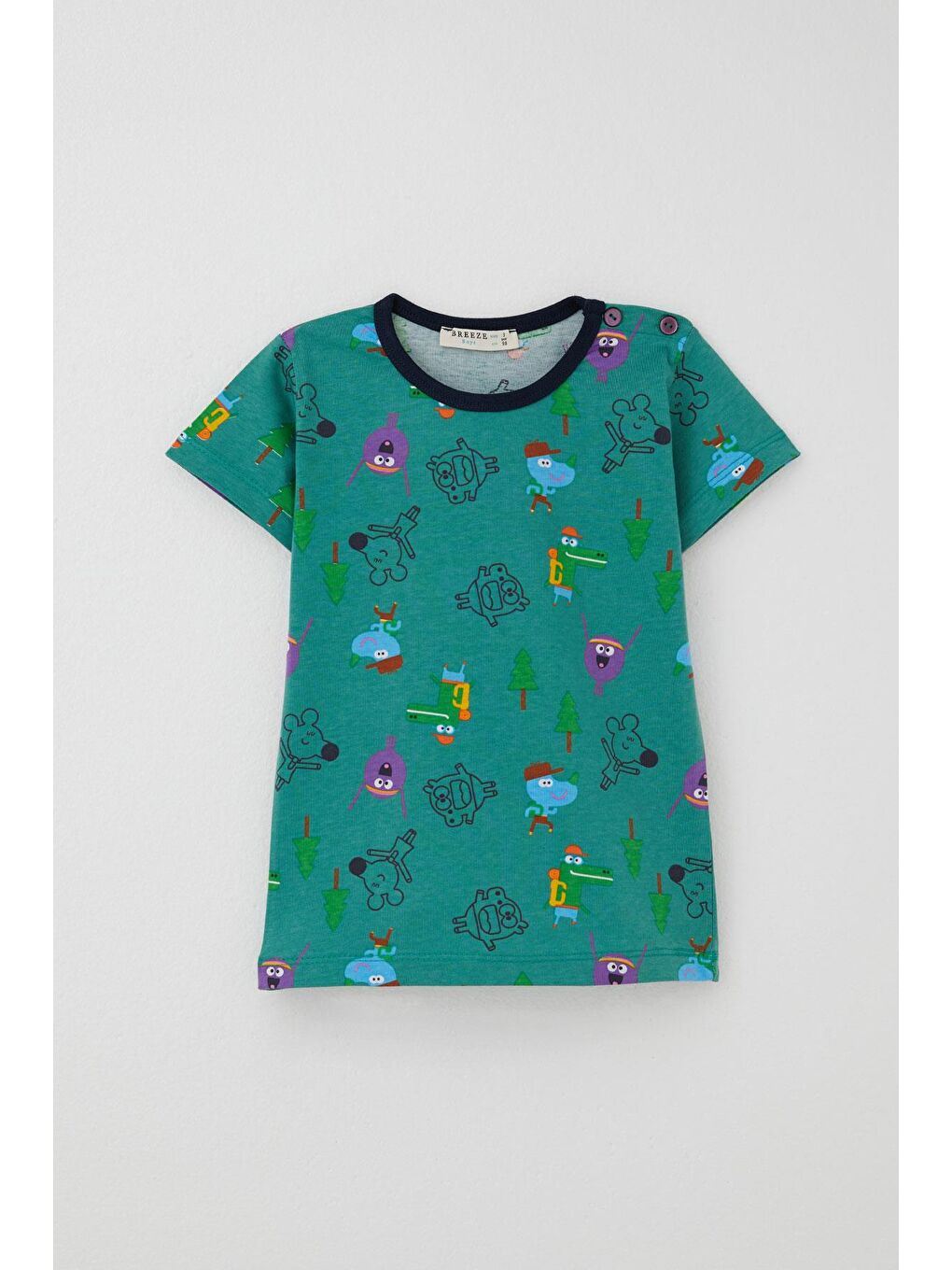 Breeze Erkek Bebek Pijama Takımı Neşeli Hayvanlar Alemi Dostluk Temalı Yeşil (9 Ay-3 Yaş) - 2