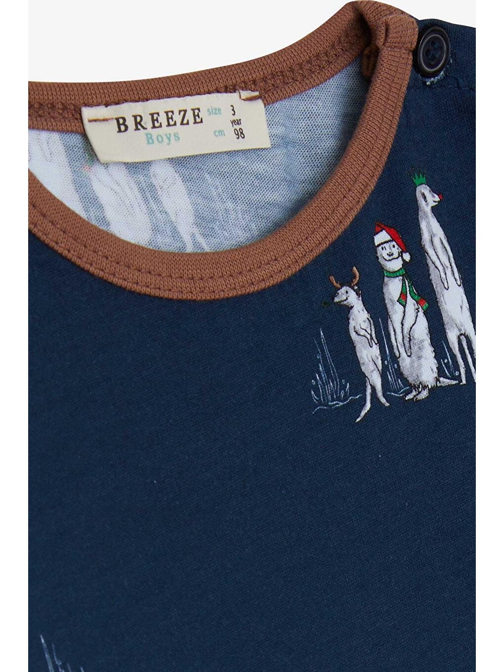 Erkek Bebek Pijama Takımı Yılbaşı Temalı Lacivert (9 Ay-1 Yaş)-3