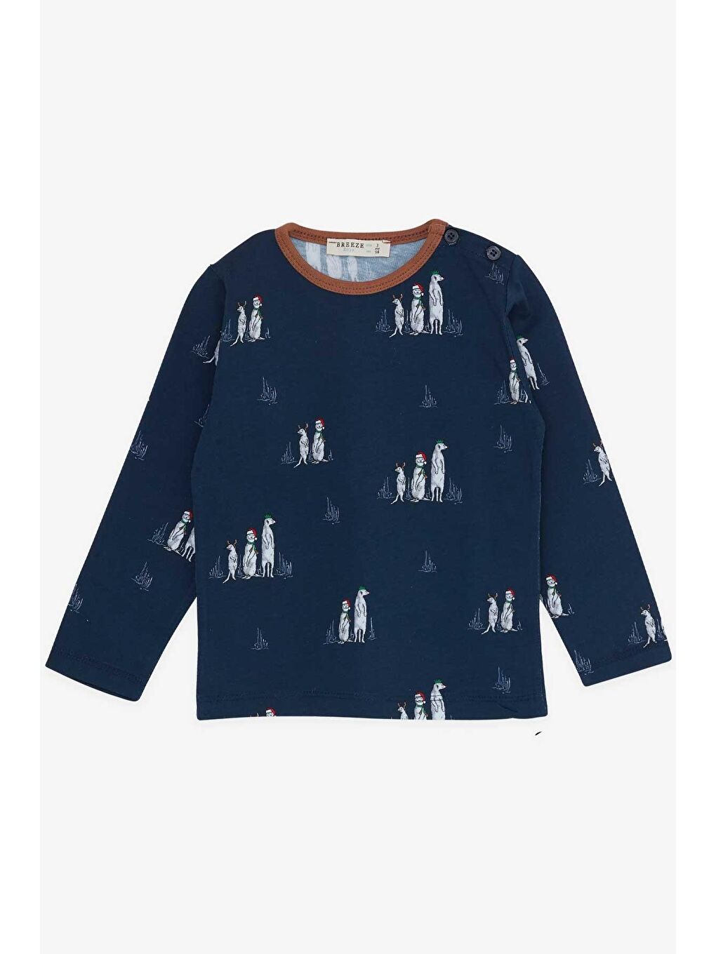 Erkek Bebek Pijama Takımı Yılbaşı Temalı Lacivert (9 Ay-1 Yaş)-5