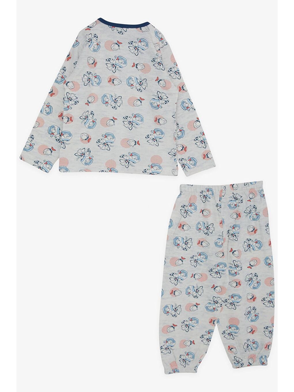 Erkek Bebek Pijama Takımı Dostluk Temalı Buz Mavisi (9 Ay)-1