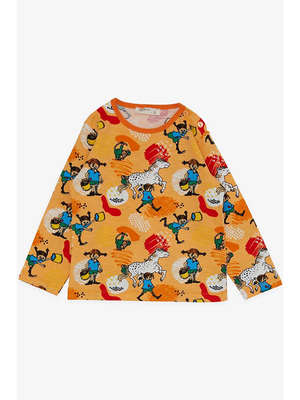 Erkek Bebek Pijama Takımı Çılgın Kız Desenli Hardal Sarı (9 Ay-1.5 Yaş)-2