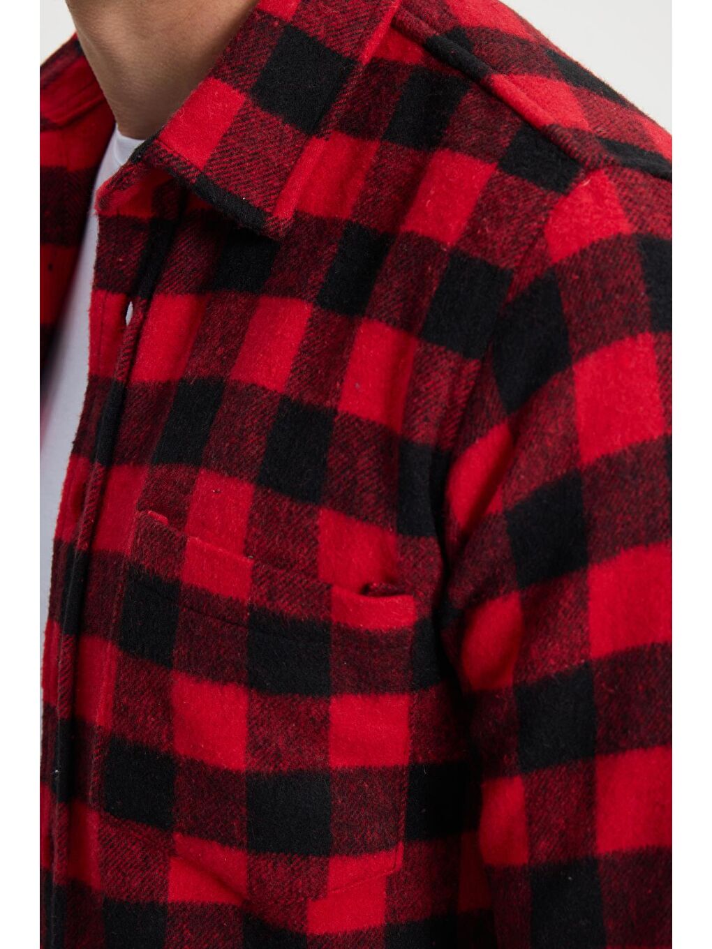 Karışık Erkek Slim Fit Dar Kesim Uzun Kollu Cepli Kareli Dama Desenli Kışlık Oduncu Gömlek-2