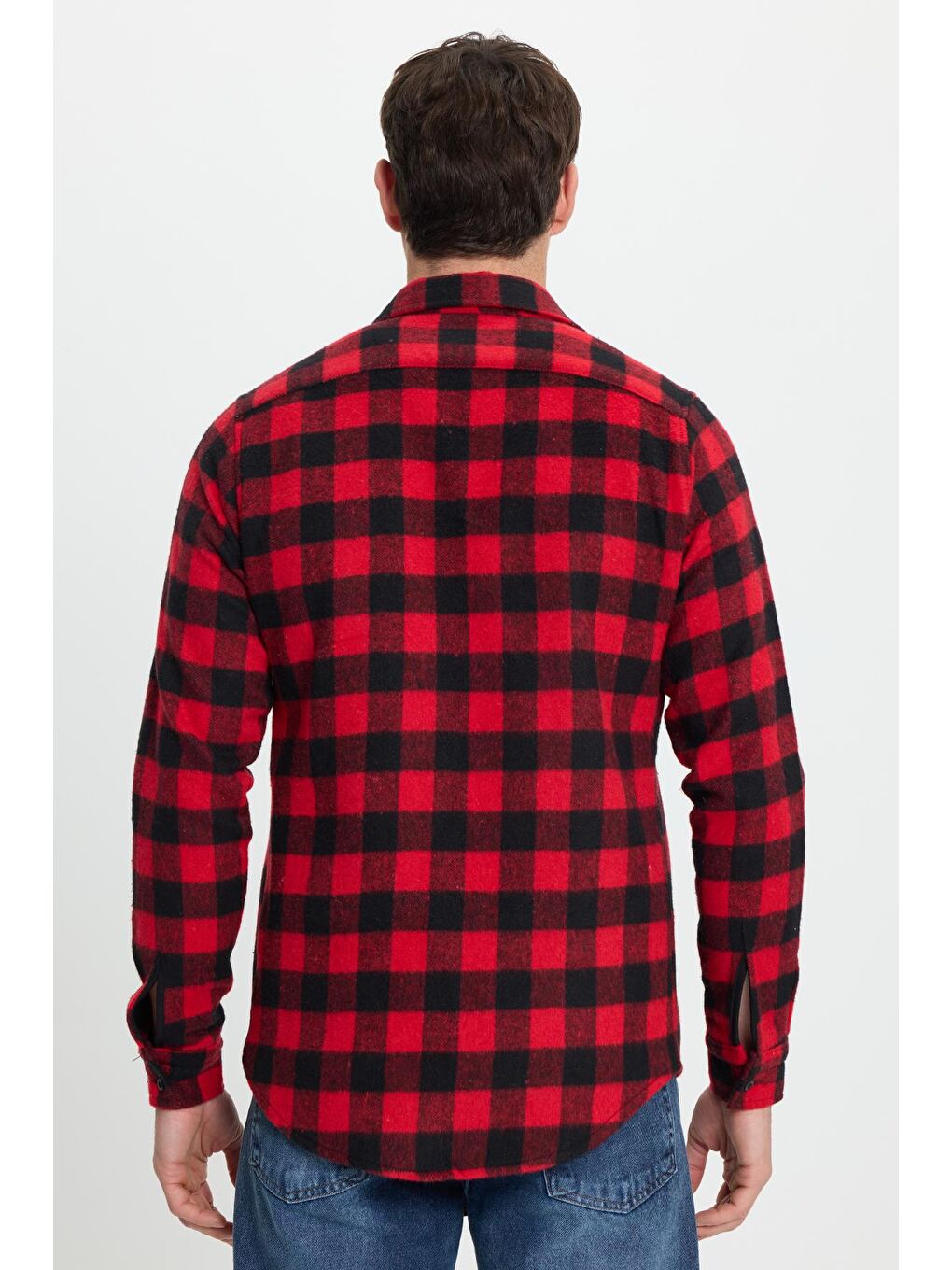 Karışık Erkek Slim Fit Dar Kesim Uzun Kollu Cepli Kareli Dama Desenli Kışlık Oduncu Gömlek-6