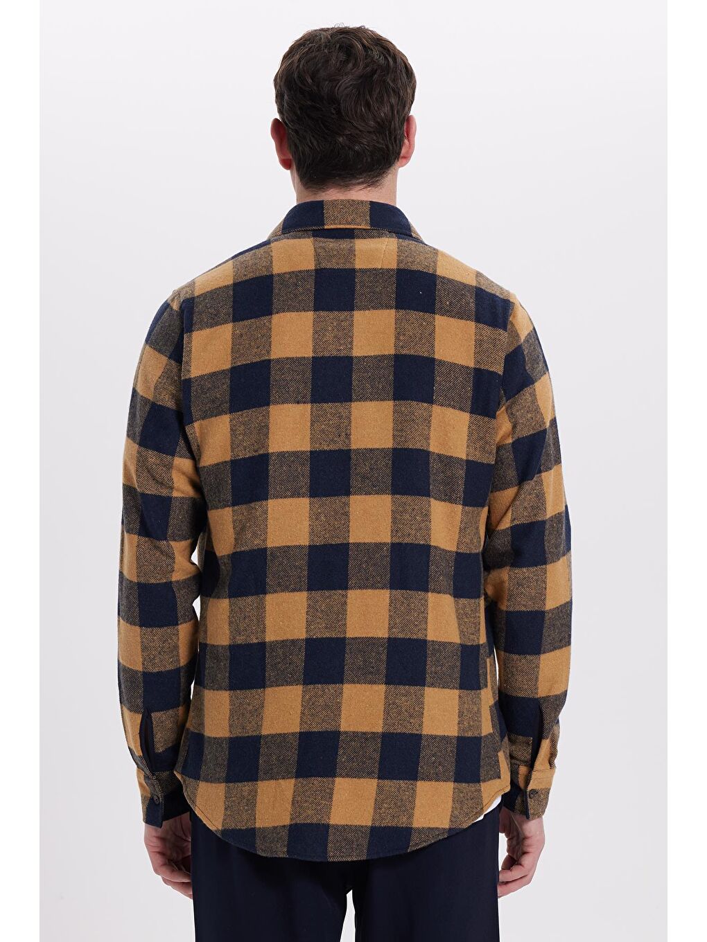 Karışık Erkek Slim Fit Dar Kesim Uzun Kollu Kapaklı Çift Cepli Kareli Kışlık Oduncu Gömlek-7