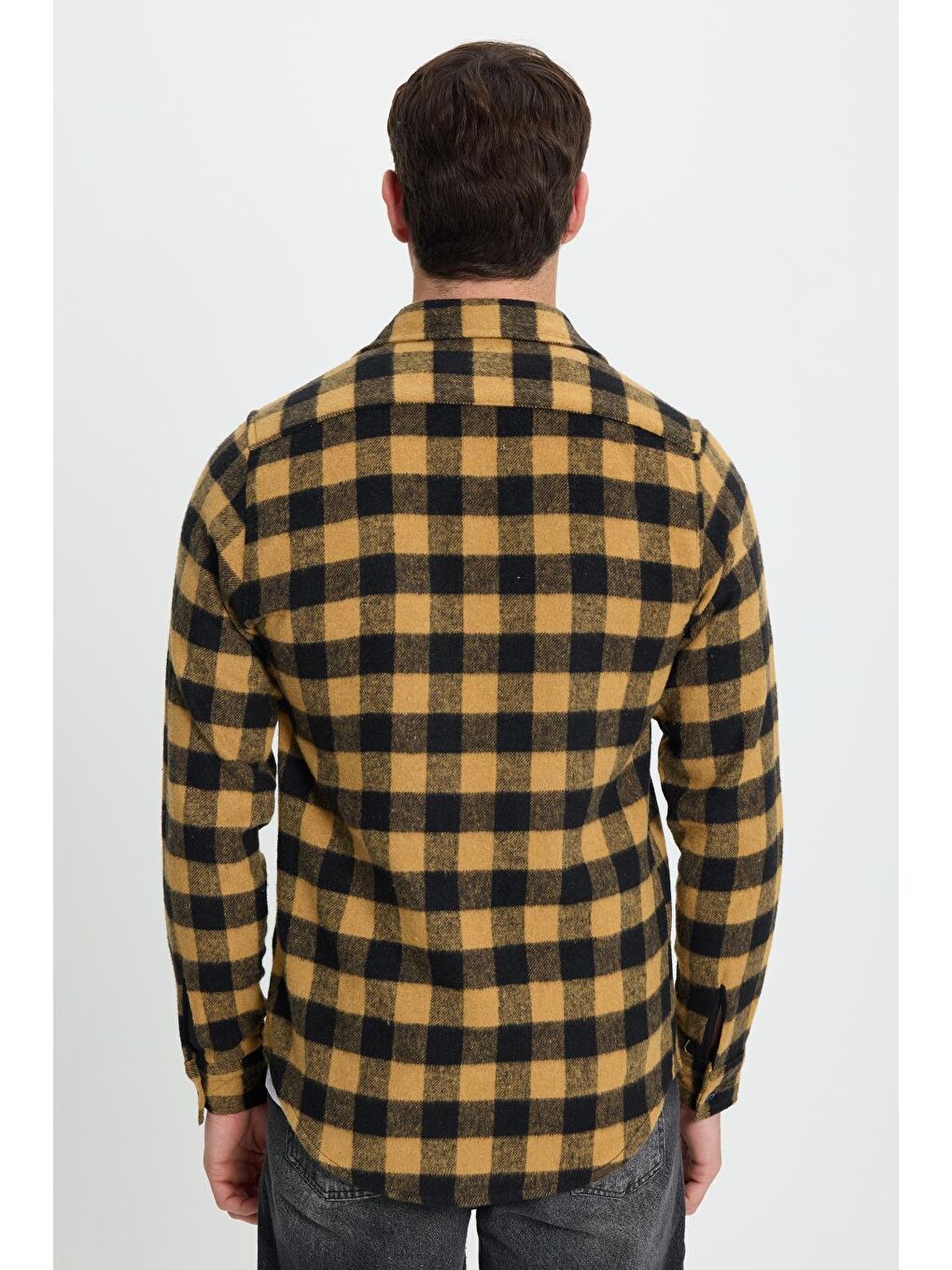 Karışık Erkek Slim Fit Dar Kesim Uzun Kollu Cepli Kareli Dama Desenli Kışlık Oduncu Gömlek-7