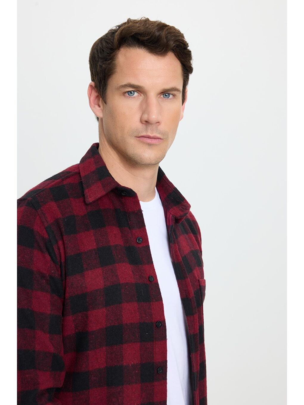 Karışık Erkek Slim Fit Dar Kesim Uzun Kollu Cepli Kareli Dama Desenli Kışlık Oduncu Gömlek-1