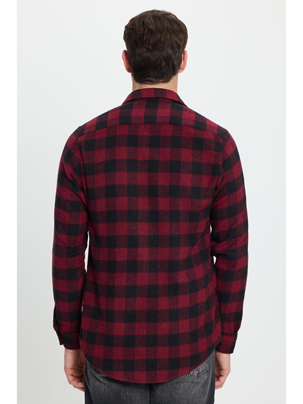 Karışık Erkek Slim Fit Dar Kesim Uzun Kollu Cepli Kareli Dama Desenli Kışlık Oduncu Gömlek-6