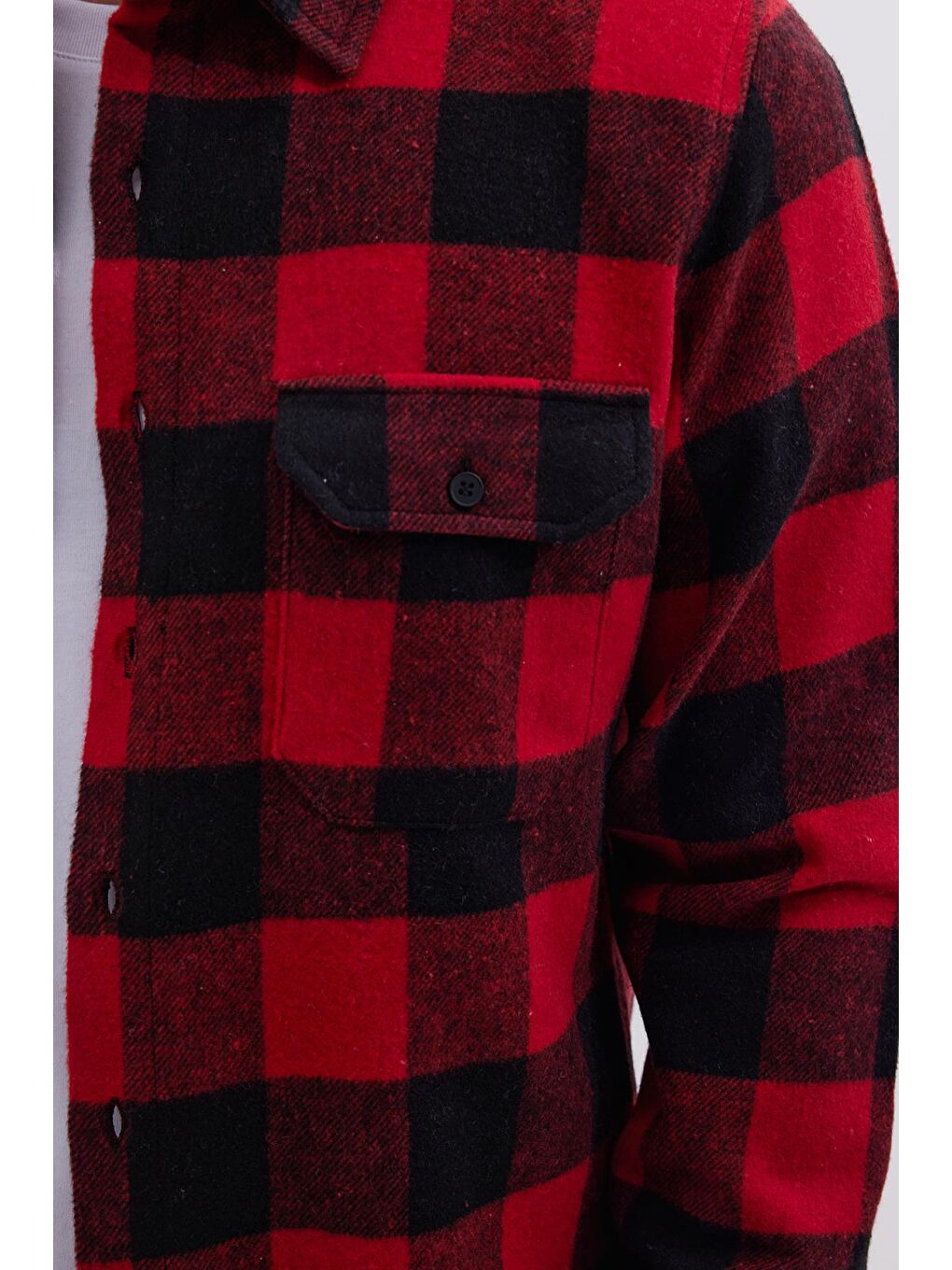 Karışık Erkek Slim Fit Dar Kesim Uzun Kollu Kapaklı Çift Cepli Kareli Kışlık Oduncu Gömlek-2