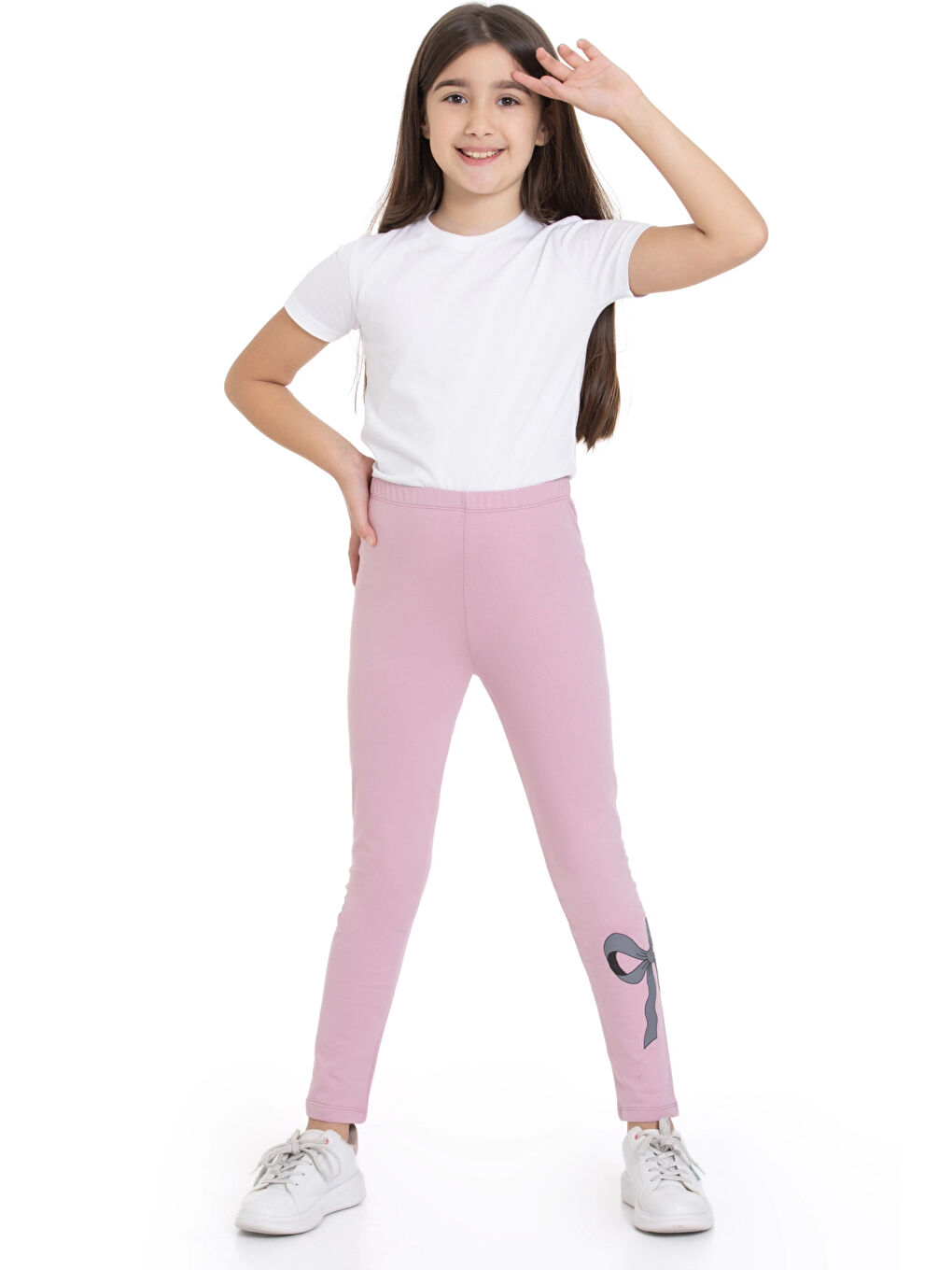 Pembe Kurdela Baskılı Kız Çocuk Tayt 74654-1