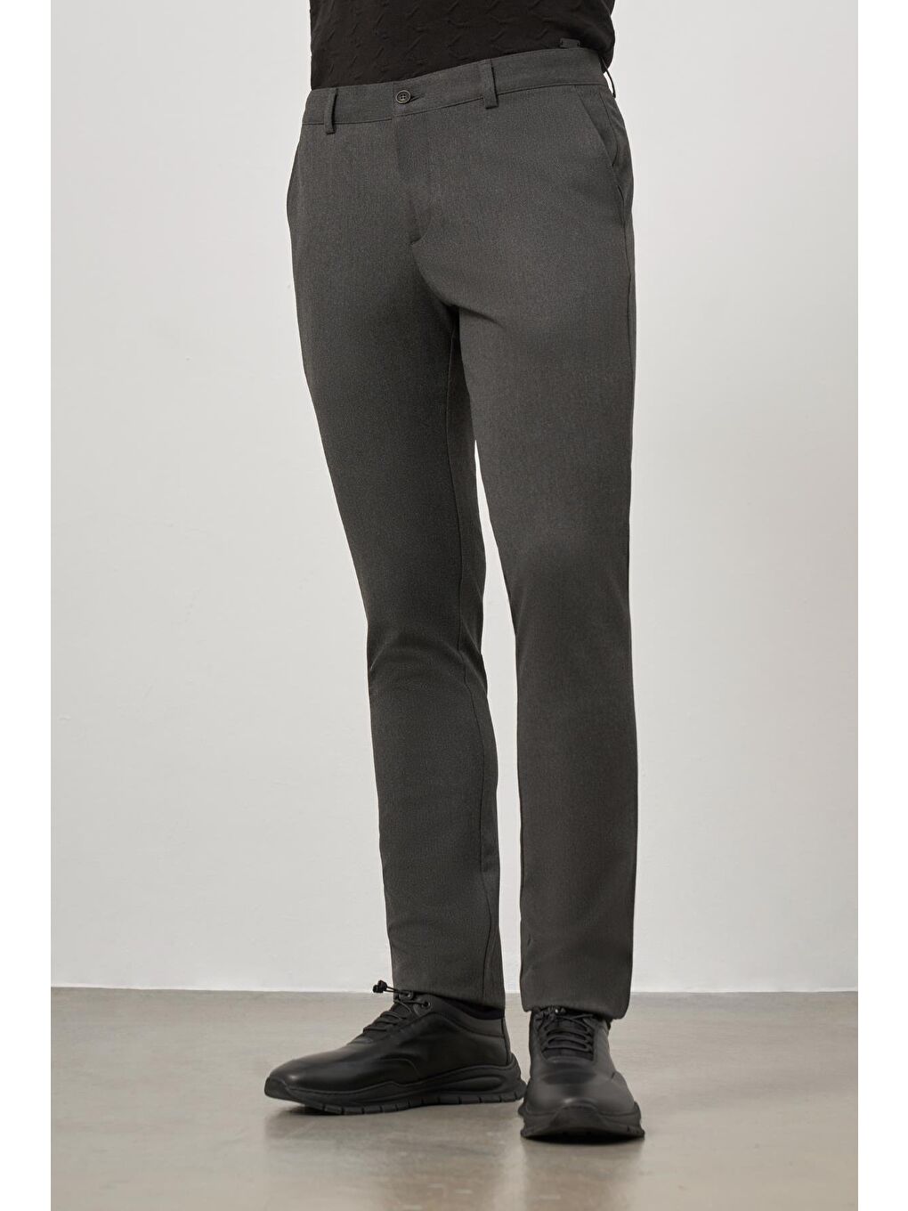 Koyu Antrasit Esnek Yandan Cepli Casual Slim Fit Chino Pantolon 1003245105-3